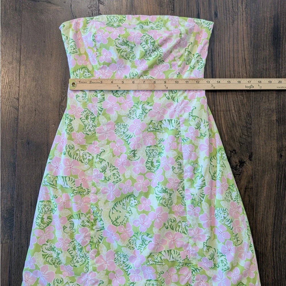 Vintage Lilly Pultizer Sabrina Tiger Floral Strapless Dress Size 4 - Picture 7 of 7